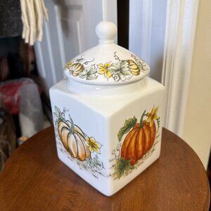 Maxcera Ceramic Pumpkin Cookie Jar/Canister With Lid